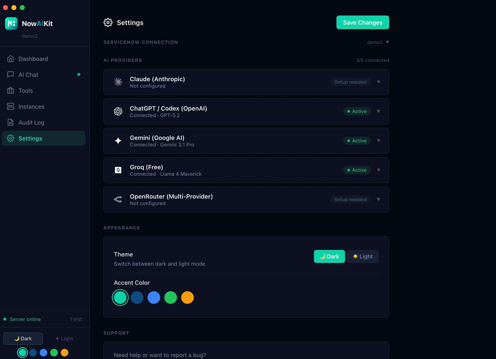 NowAIKit App, Settings